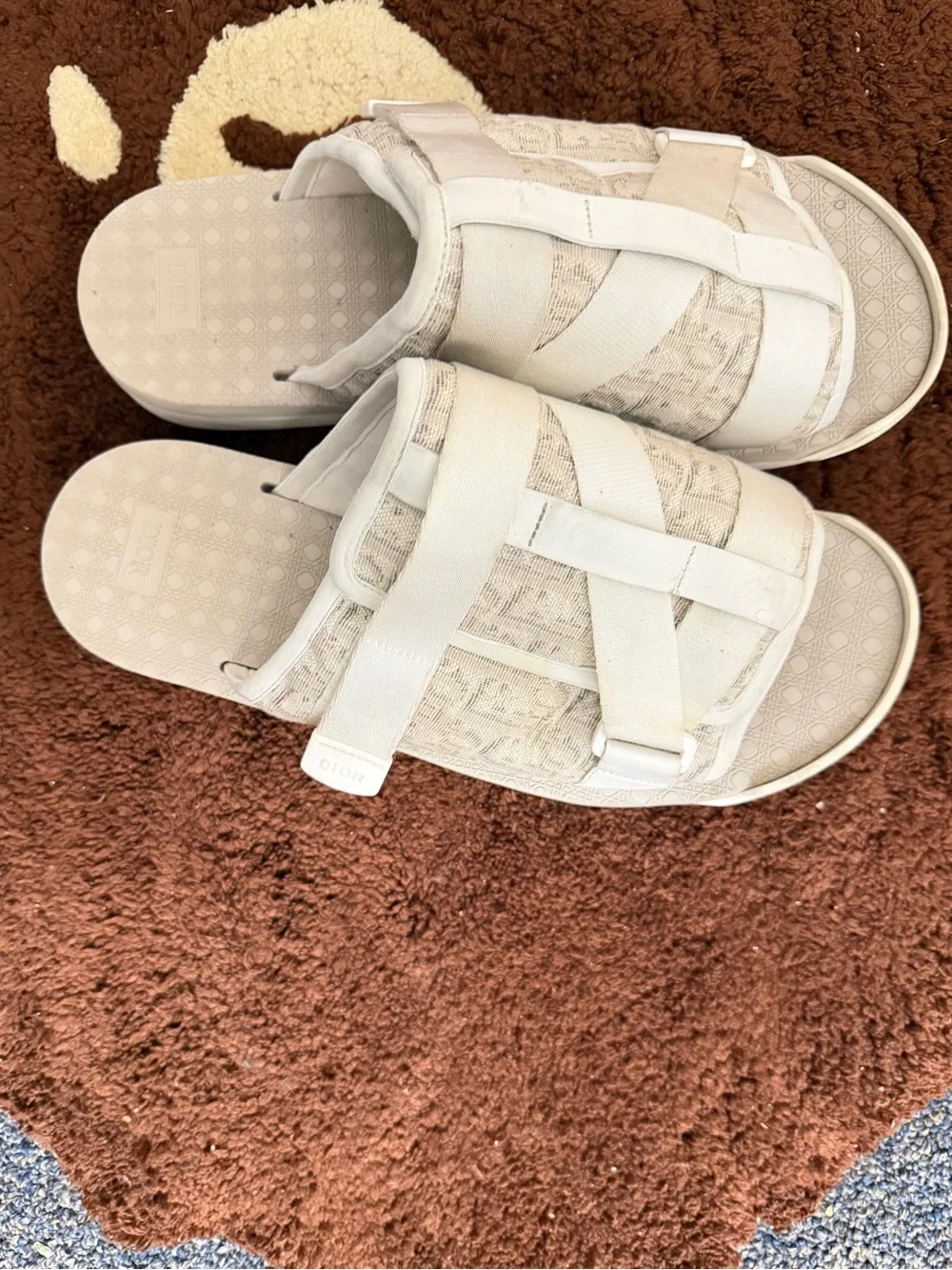 Dior Beige Slide Sandals - Neutral Strap Design